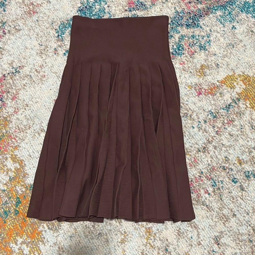 Elegant Brown Pleated Skirt